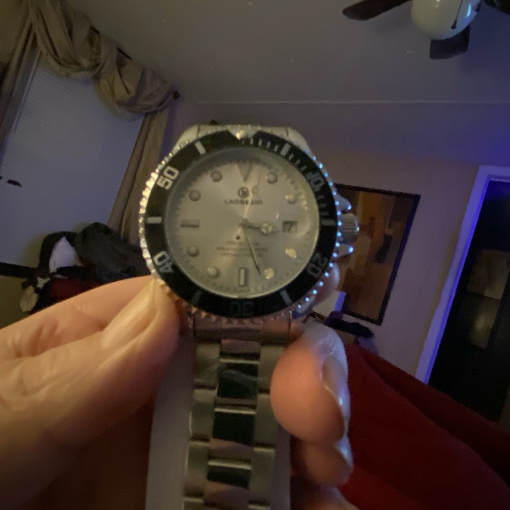 New Men’s Automatic Silver and Black Laogeshi Watch